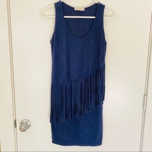 Navy bodycon fringe dress